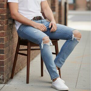 Original Use Slim Tapered Distressed Jeans | Size 34W x 30L | Stylish Denim